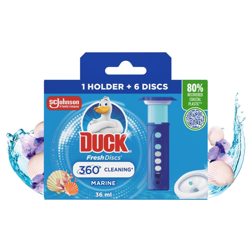 Toilet Duck Fresh Disc Holder Starter Pack Marine 6s 36ml