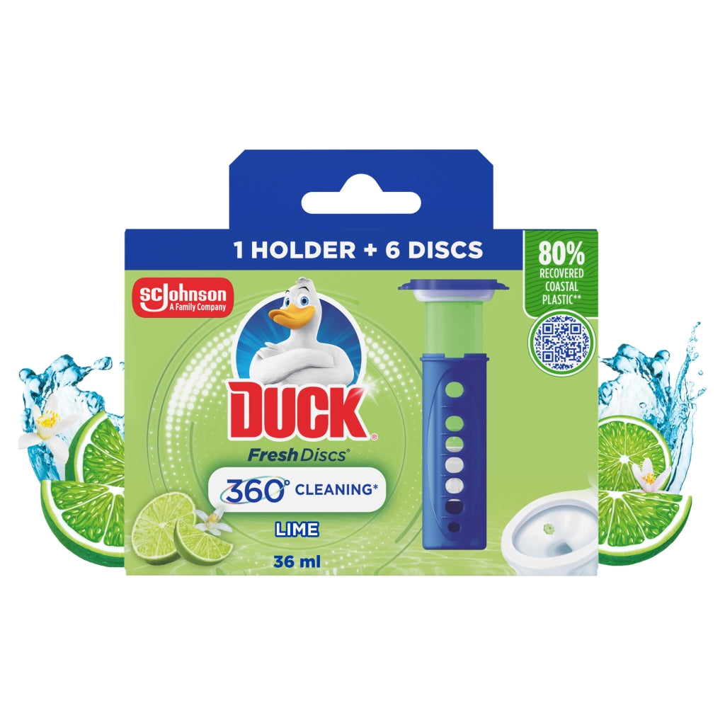 Toilet Duck Fresh Disc Holder Starter Pack Lime 6s 36ml