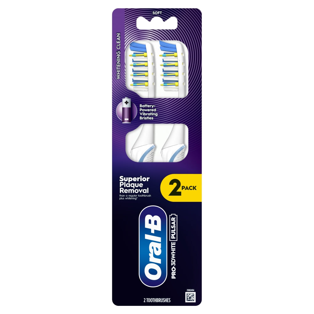 Oral-B Pulsar Medium Toothbrush 2pk Pro 3D White