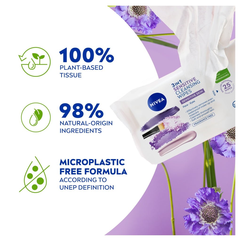 Nivea Wipes Biodegradeable 25s 3in1 Sensitive