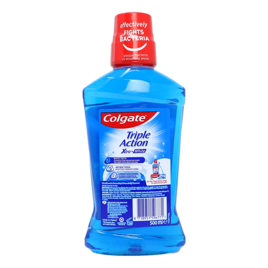 Colgate Mouth Rinse 500ml Triple Action Xtra White