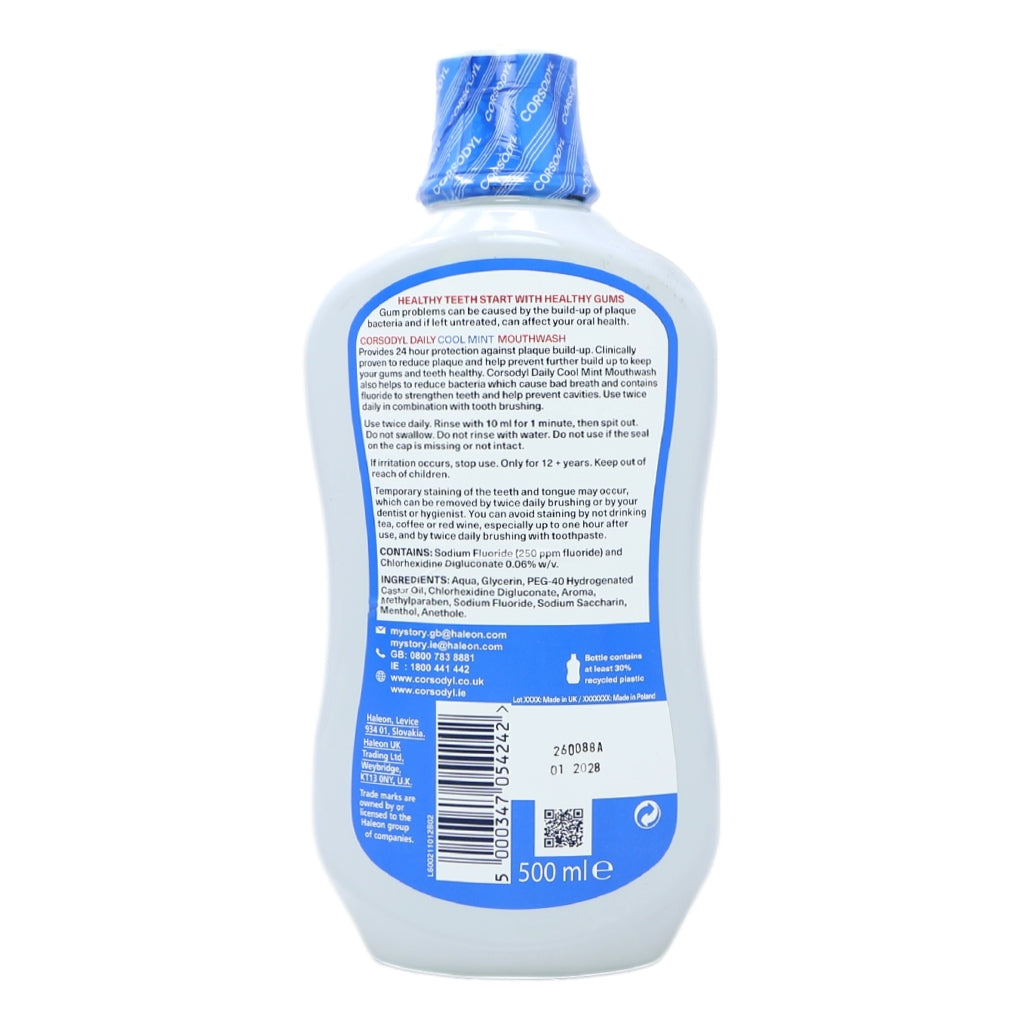 Corsodyl Mouthwash Daily Defence 500ml Cool Mint