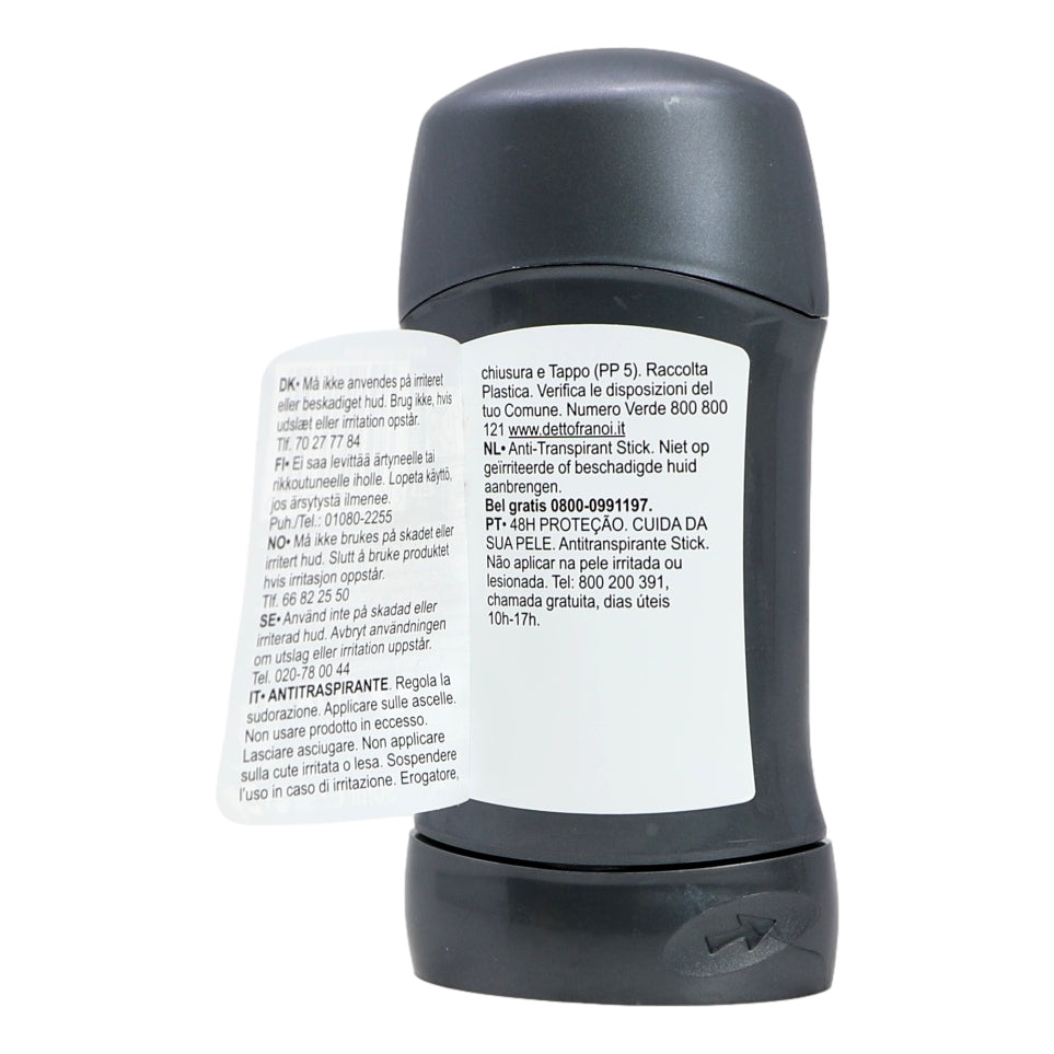 Deodorant stick with label on a white background