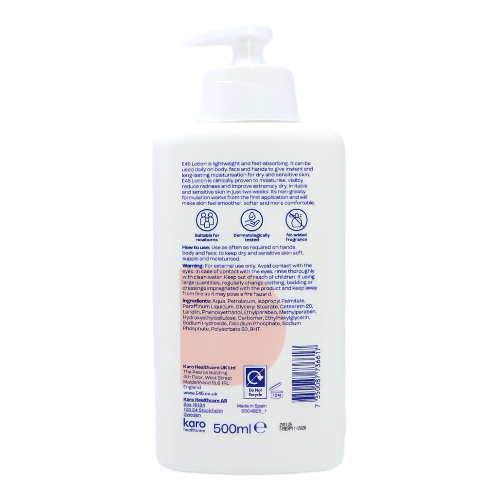 E45 Lotion 500ml Moisturising Pump