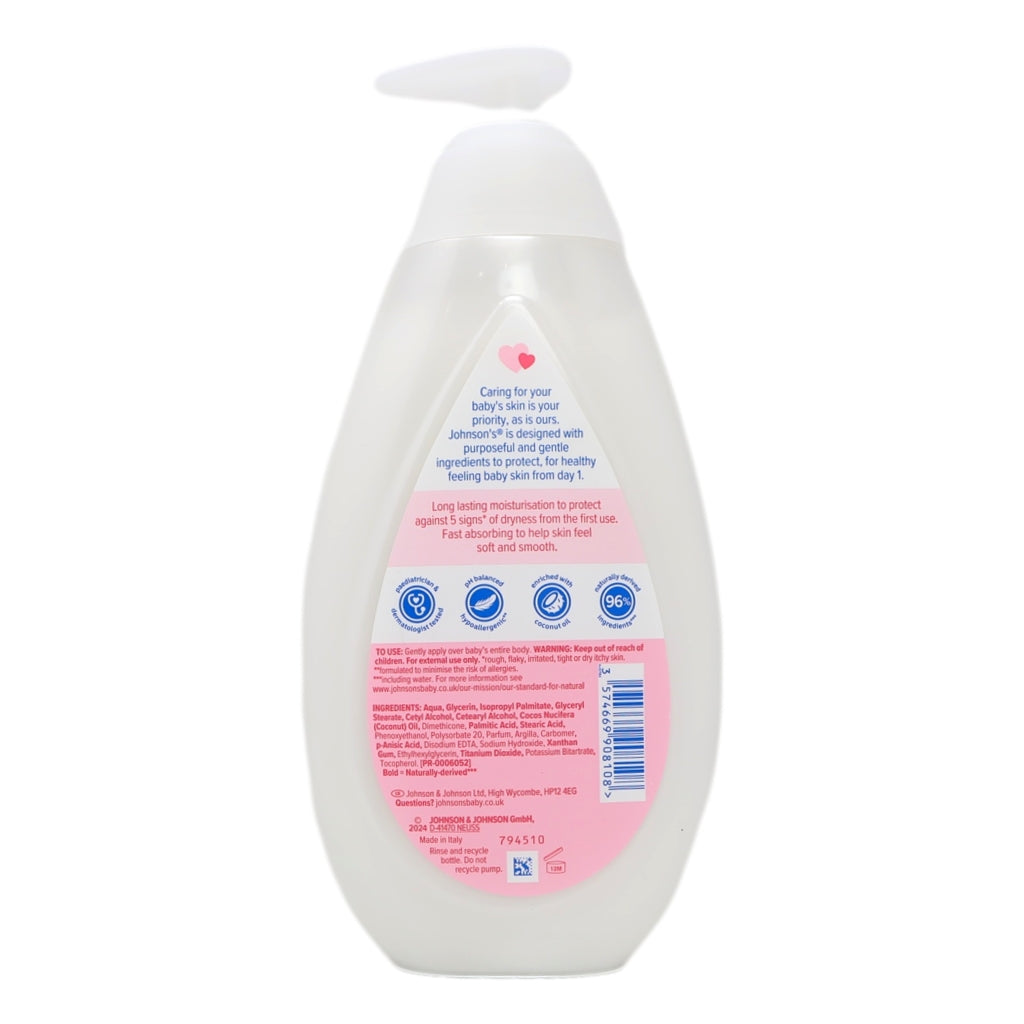 Baby lotion bottle with label on a white background