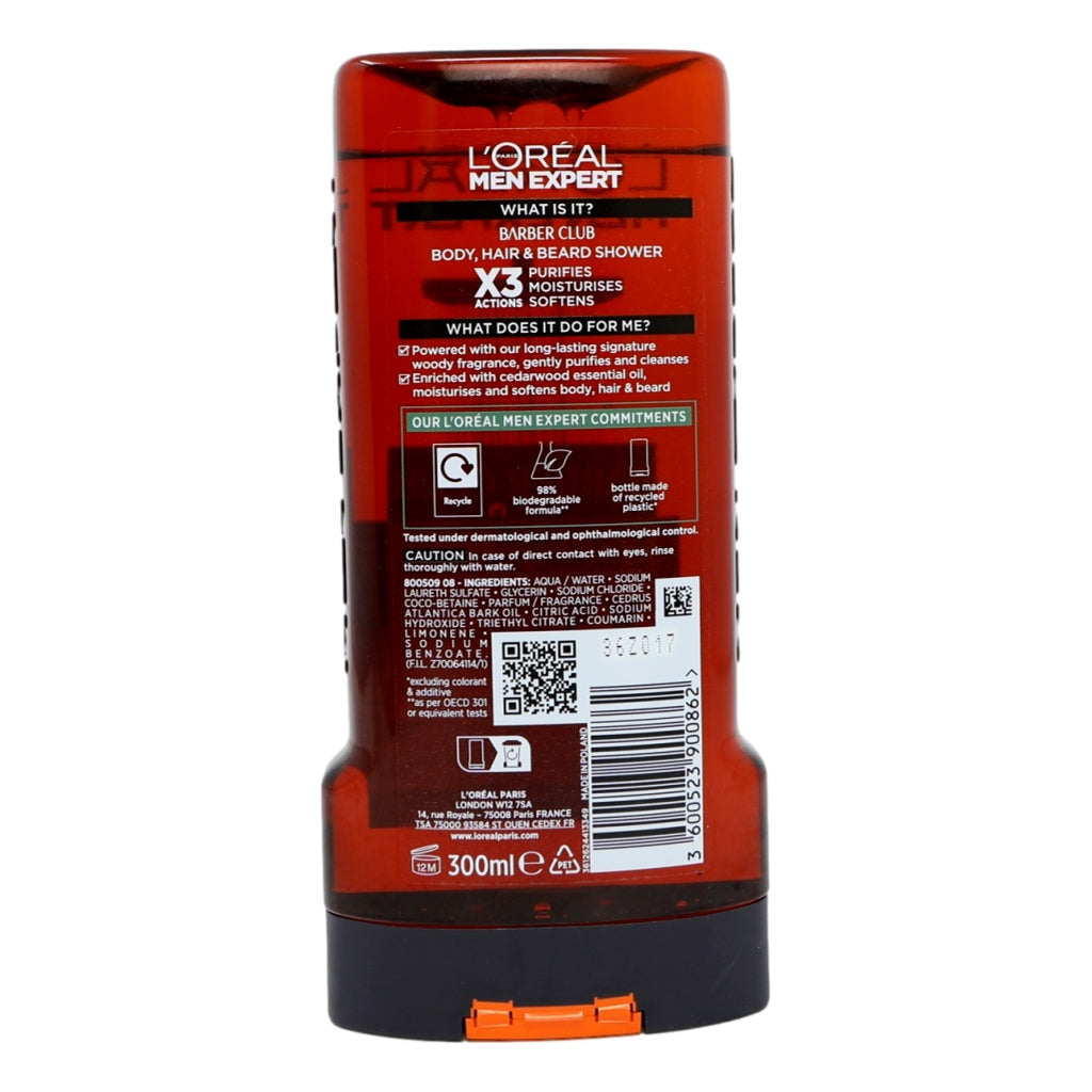 L'Oreal Men Expert Shower Gel 300ml Barberclub (Body, Hair & Beard Wash)