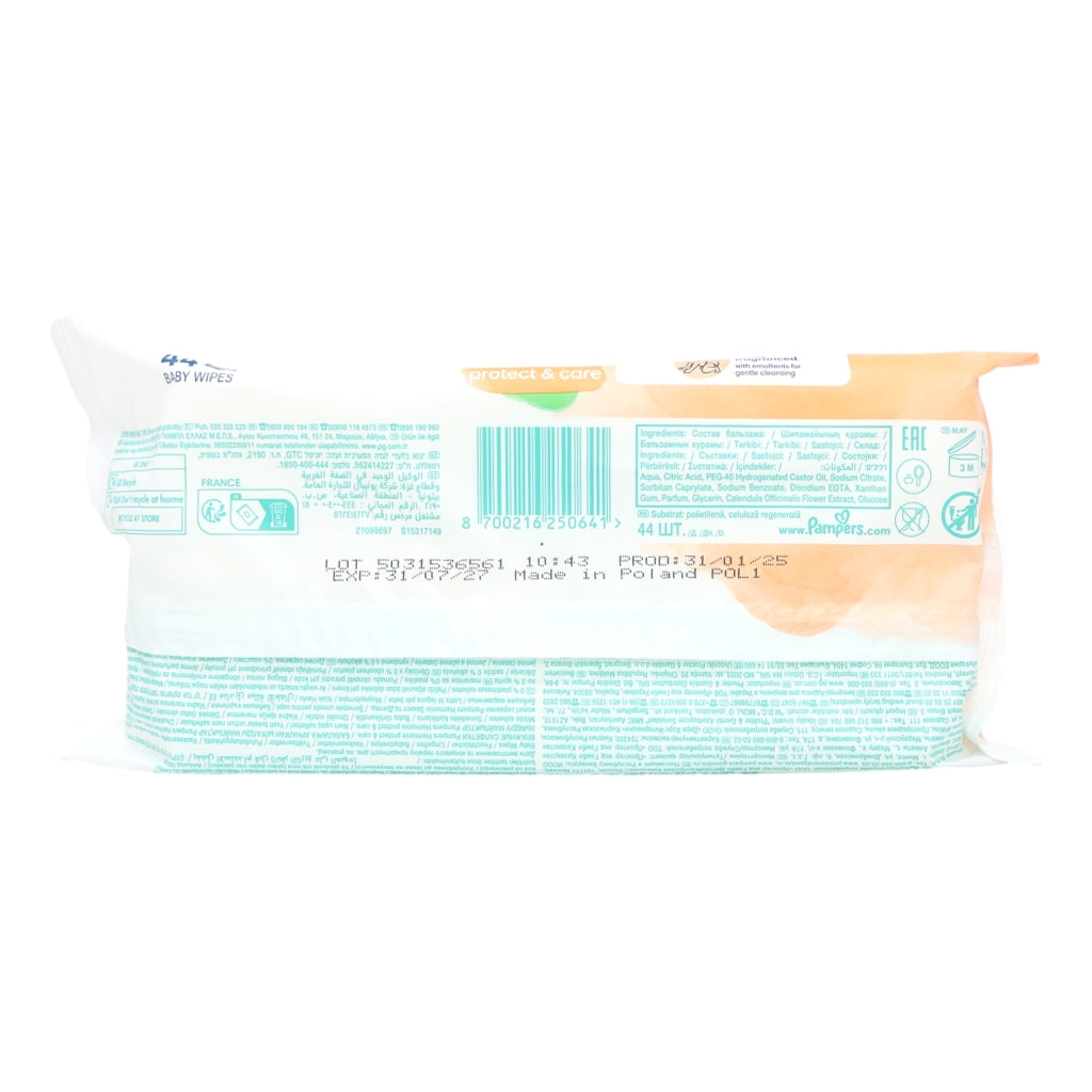 Pampers Baby Wipes Harmonie 44s Protect & Care