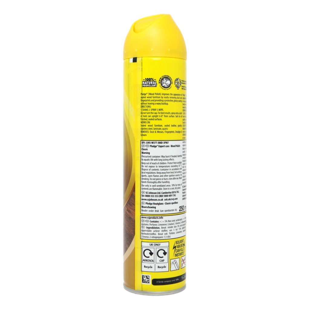 Pledge Aerosol 5 in 1 250ml Wood Polish Classic