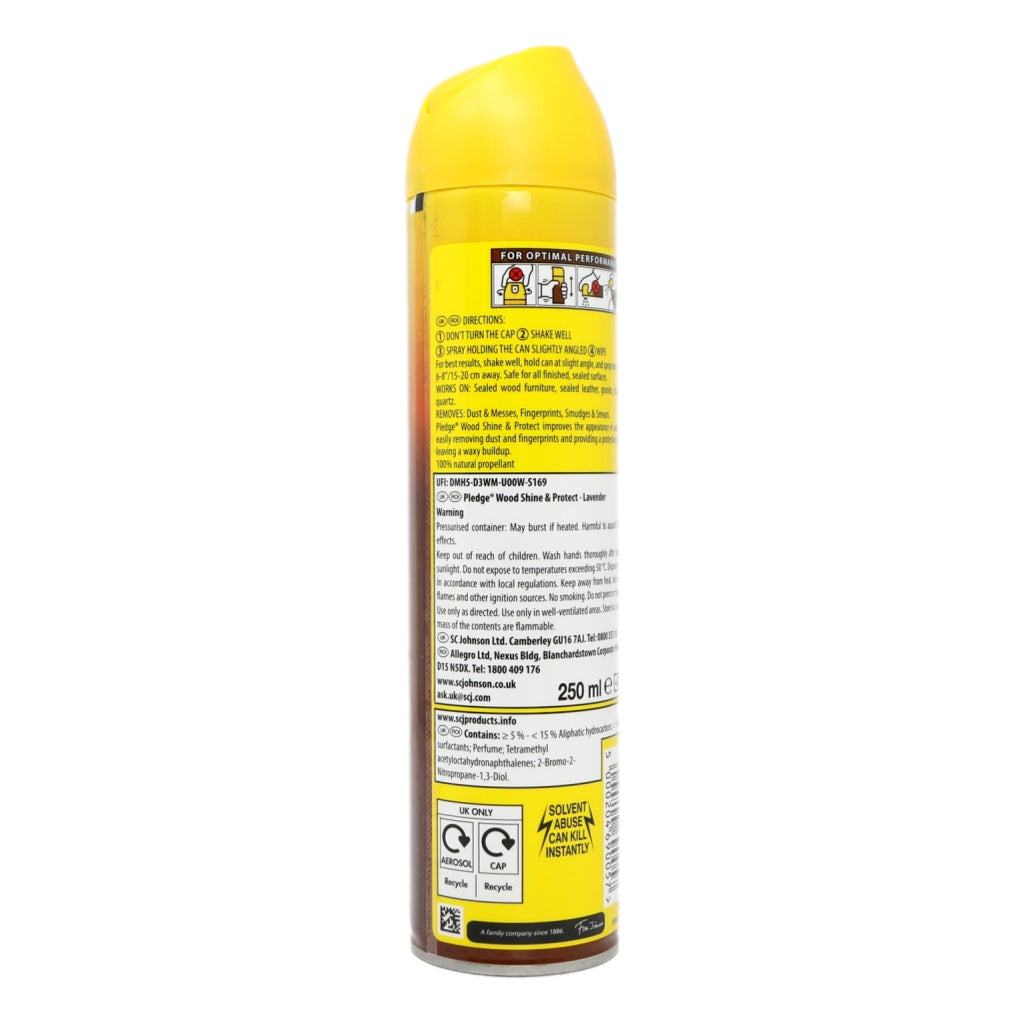 Pledge Aerosol 5 in 1 250ml Wood Polish Lavender