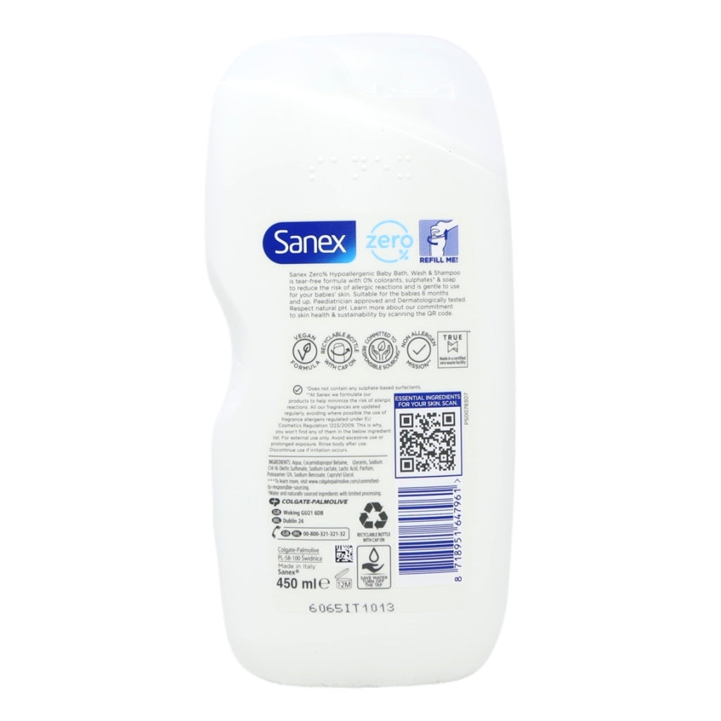 Sanex Baby Wash 450ml Zero % Baby Nourish