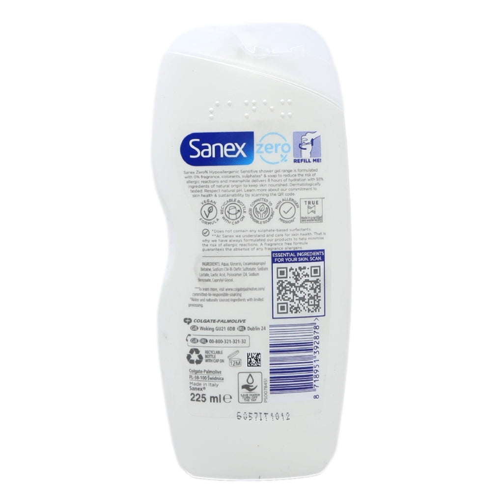 Sanex Shower Gel 225ml Zero% Sensitive