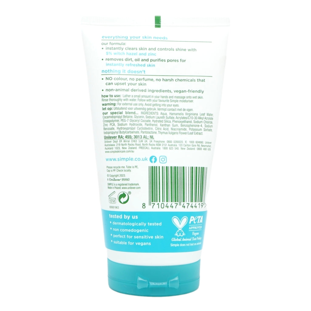 Simple Gel Face Wash 150ml Detox Purifying