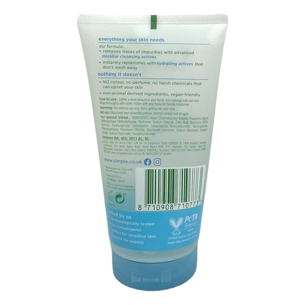 Simple Face Wash Gel Micellar 150ml Water Boost