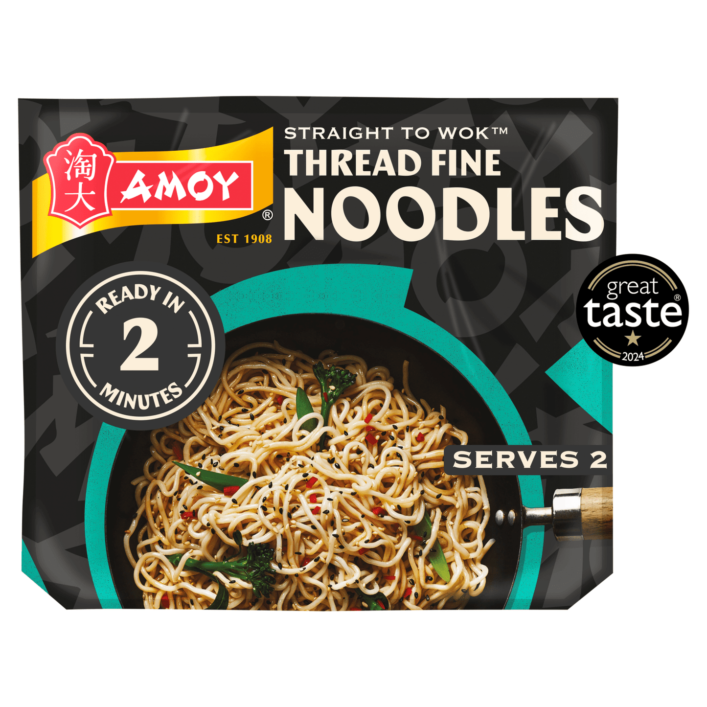 Amoy Straight to Wok Thread Fine Noodles 2 x 150g (300g) - UK Food & Drink - 5010928391505