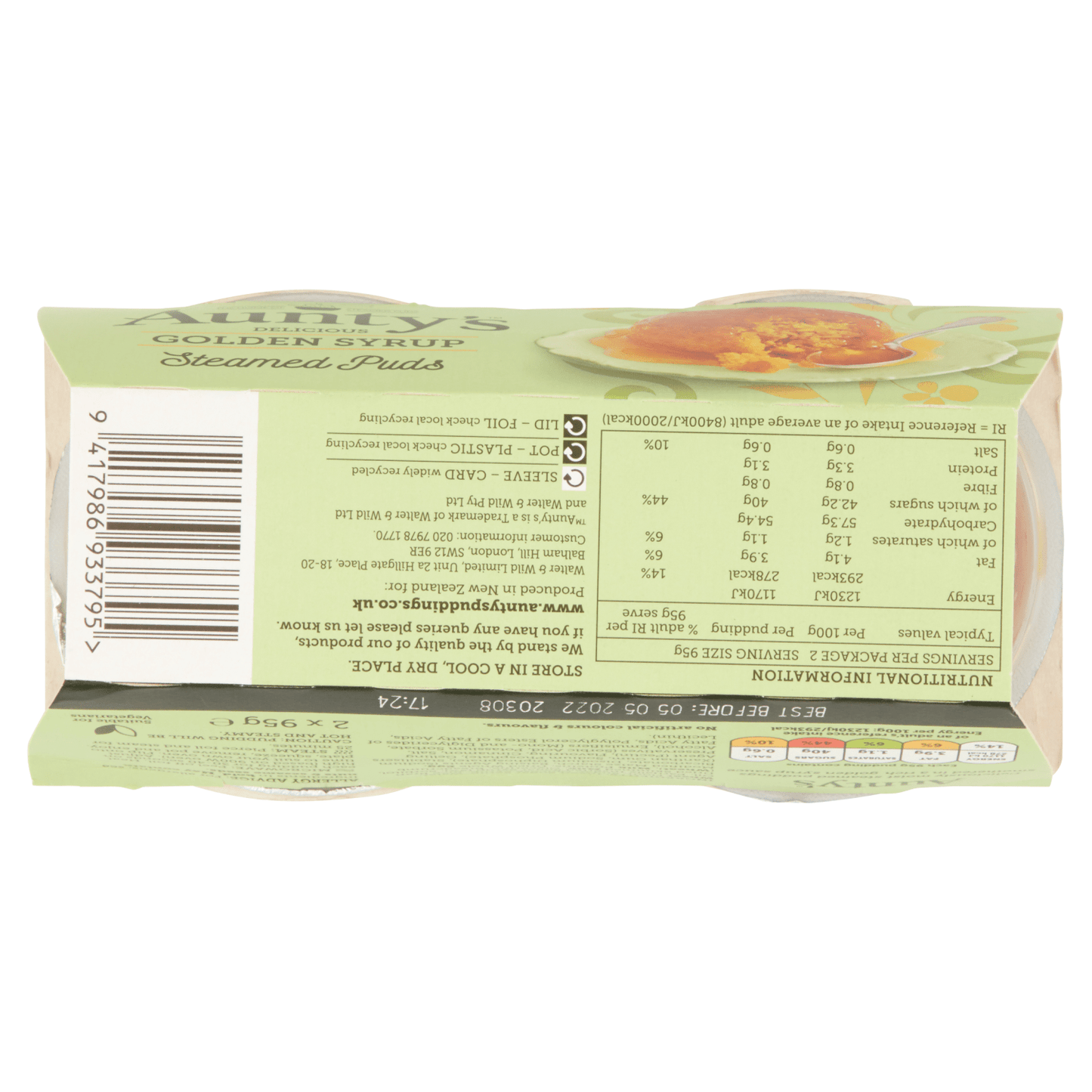 Aunty's Delicious Golden Syrup Steamed Puds 2 x 95g - UK Food & Drink - 9417986933795