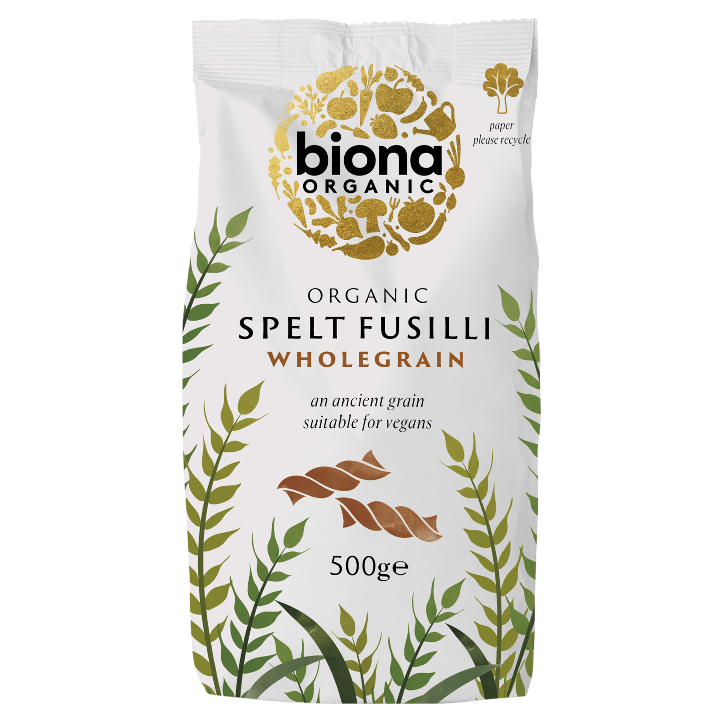 Biona Organic Spelt Fusilli Wholegrain 500g - UK Food & Drink - 5032722305038