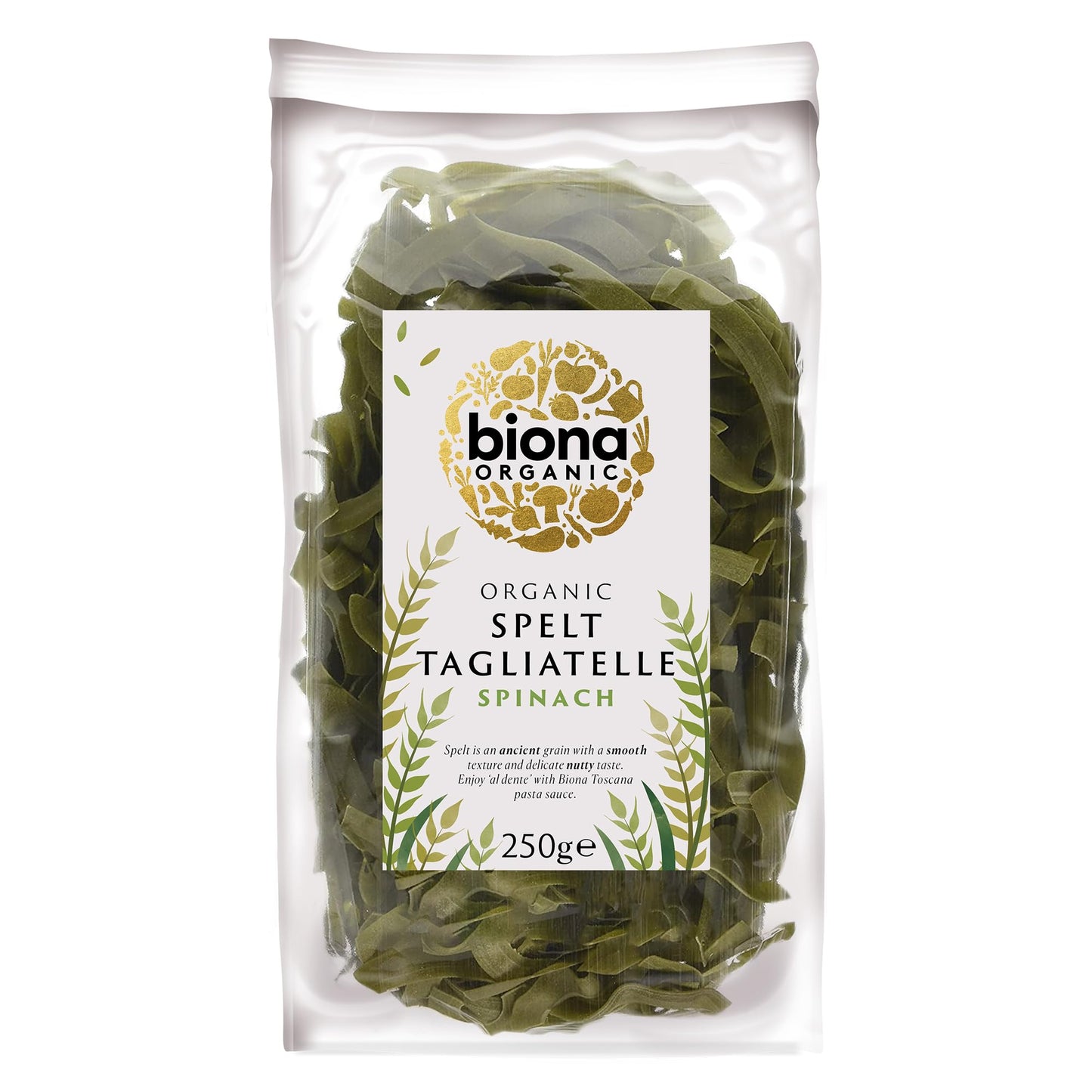 Biona Organic Spelt Tagliatelle Spinach 250g - UK Food & Drink - 5032722311107