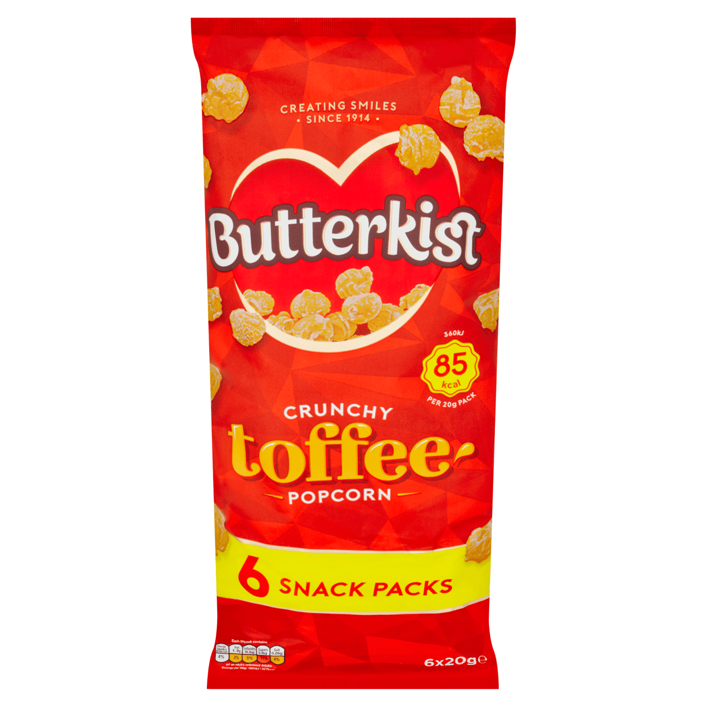 Butterkist Crunchy Toffee Popcorn 6 x 20g - UK Food & Drink - 5000237127025