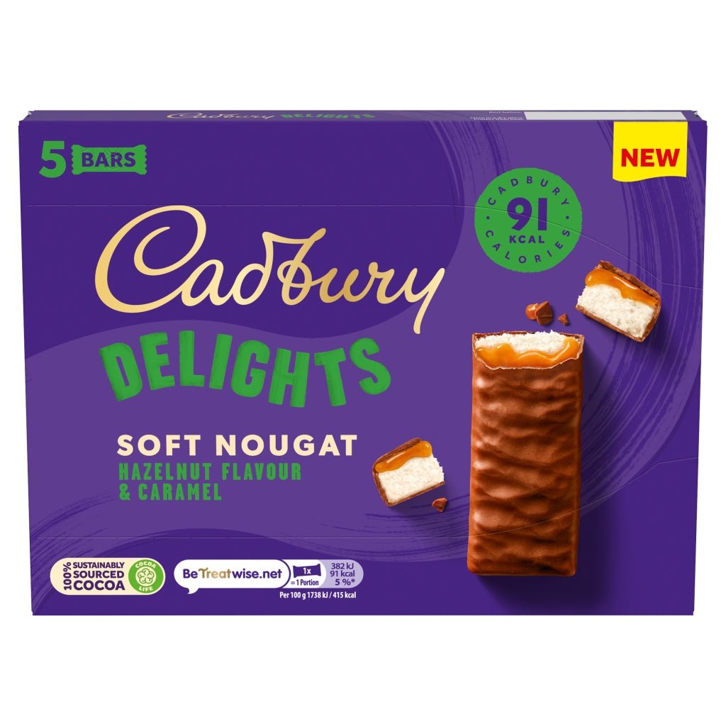 Cadbury Delights Nougat Hazelnut & Caramel 5 Pack 110G - UK Food & Drink - 7622201729080
