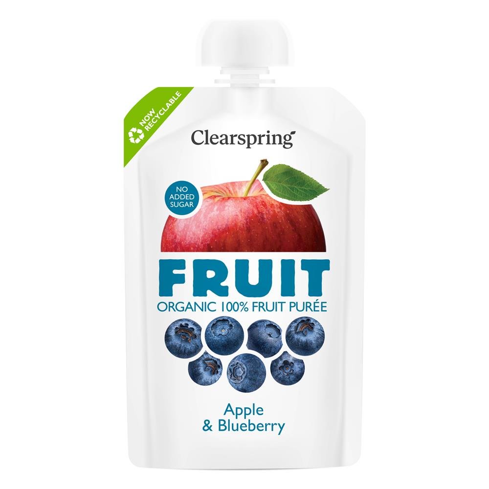 Clearsprings Organic Fruit 100% Fruit Puree - Apple & Blueberry - UK Food & Drink - 5021554005551