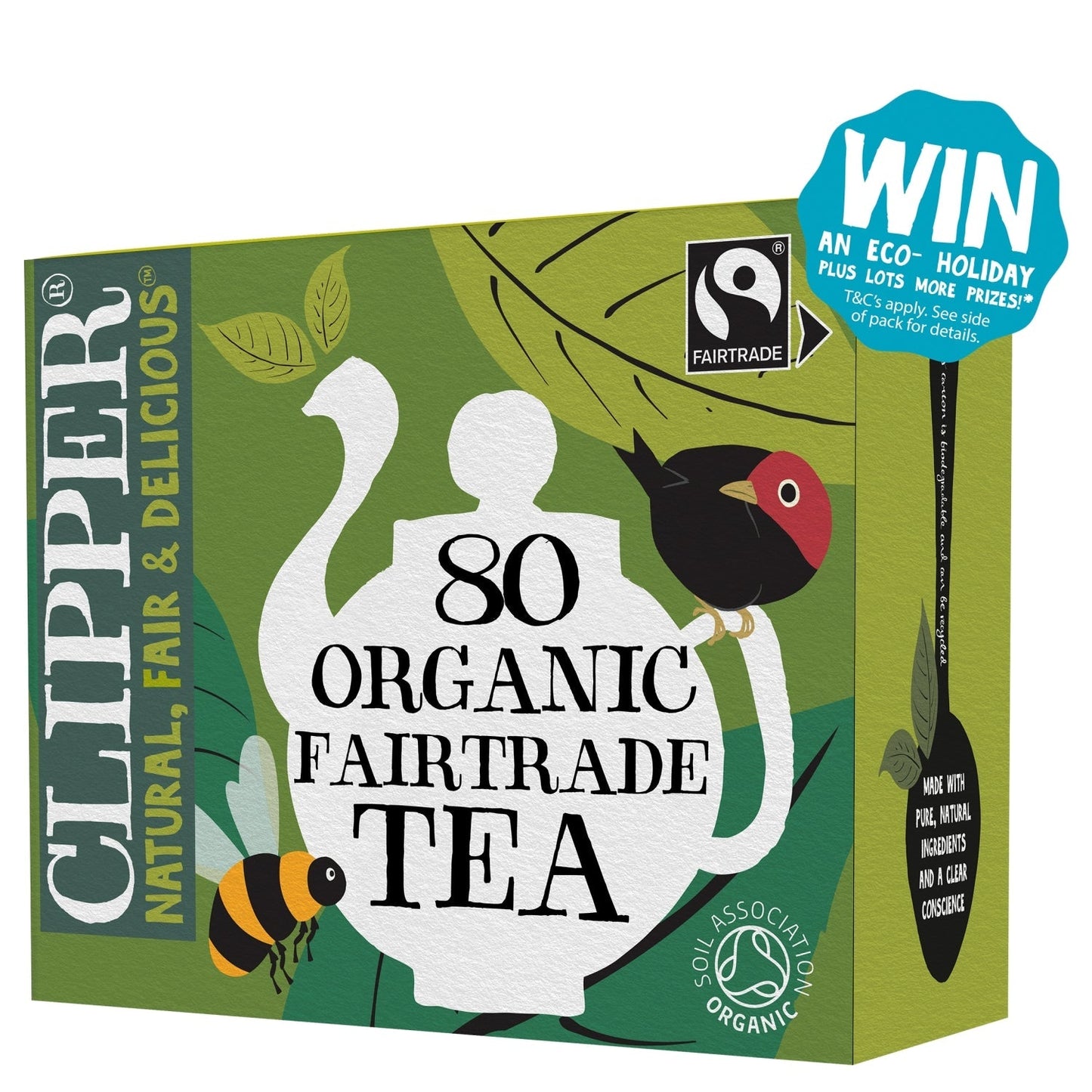 Clipper Fairtrade 80 Organic Tea in Unbleached, Plastic - Free Bags 232g - UK Food & Drink - 5021991942037