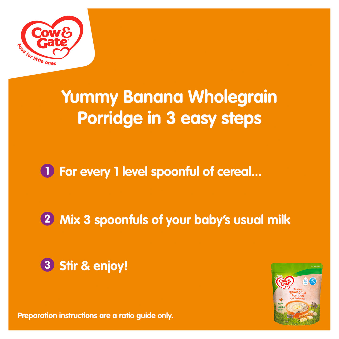 Cow & Gate Banana Wholegrain Porridge Baby Cereal 200g - UK Food & Drink - 3041091431790