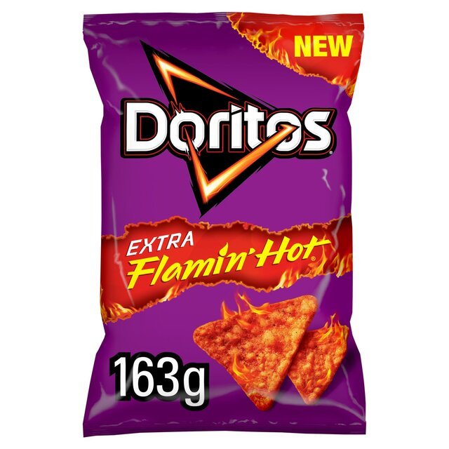Doritos Extra Flamin' Hot Sharing Bag Crisps 163g - UK Food & Drink - 5000328026282