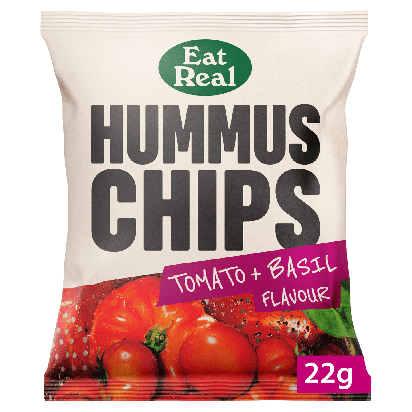 Eat Real Hummus Chips Tomato + Basil Flavour 22g - UK Food & Drink - 5060878780461