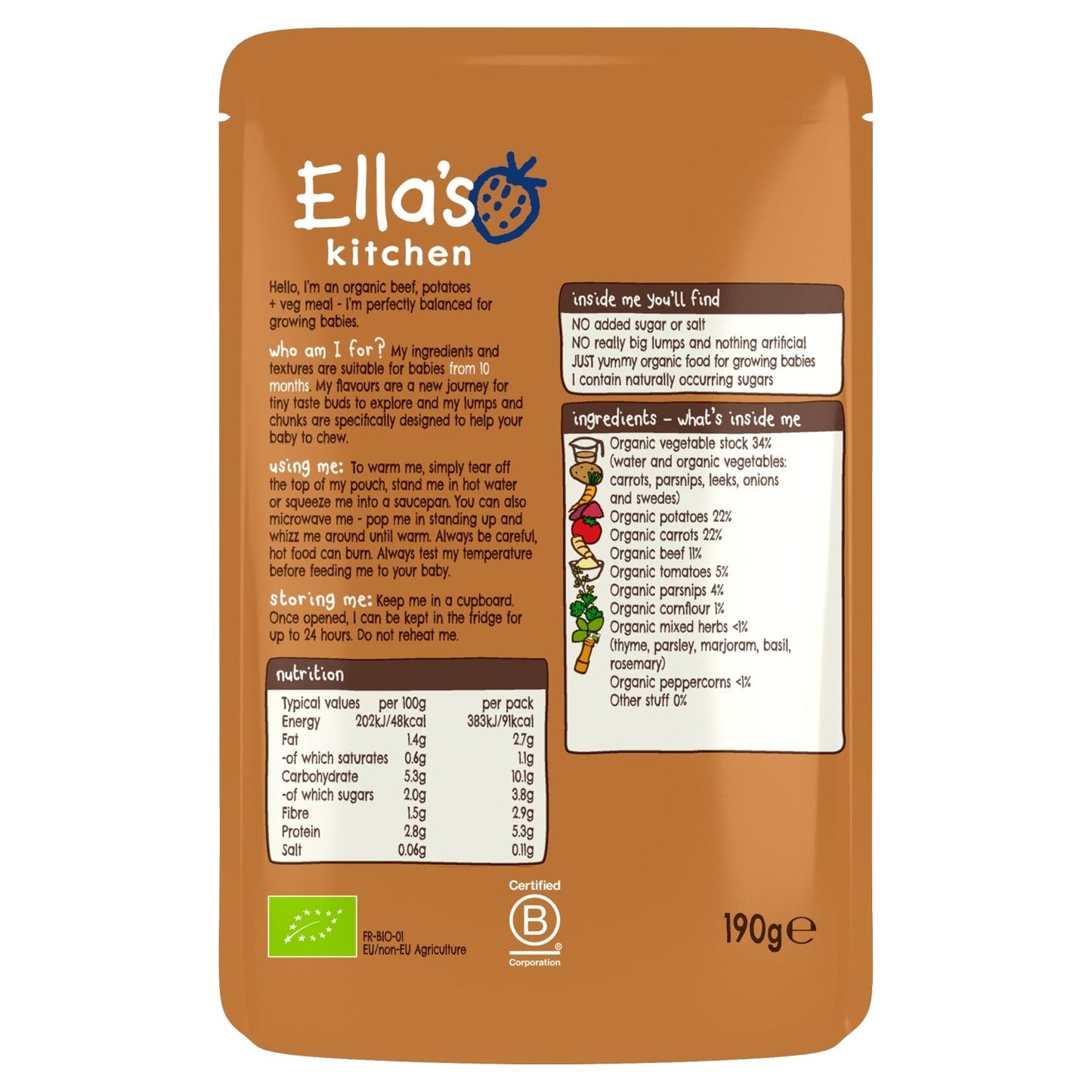 Ella's Kitchen Beefy Stew with Spuds from 10 Months 190g - UK Food & Drink - 5060107333970