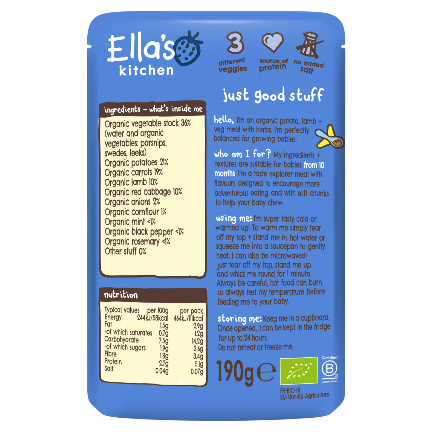 Ella's Kitchen Organic Lovely Lamb Roast 10+ Months 190g - UK Food & Drink - 5060107333956