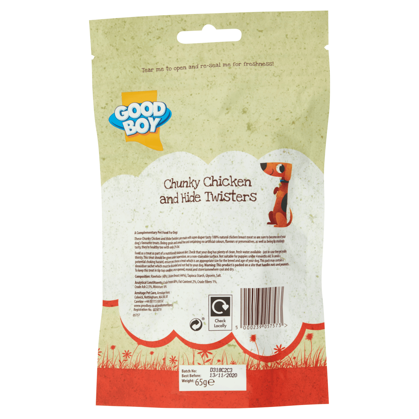 Good Boy Chunky Chicken and Hide Twisters 65g - UK Food & Drink - 5000239057573