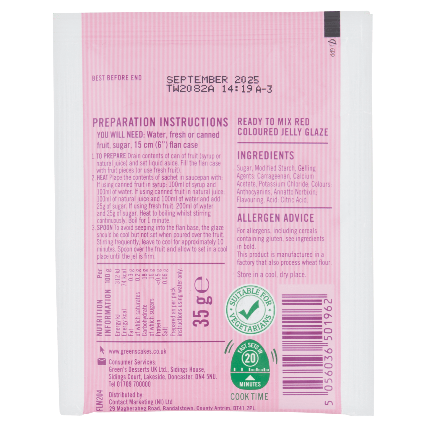 Green's Red Quick Jel 35g - UK Food & Drink - 5056036501962