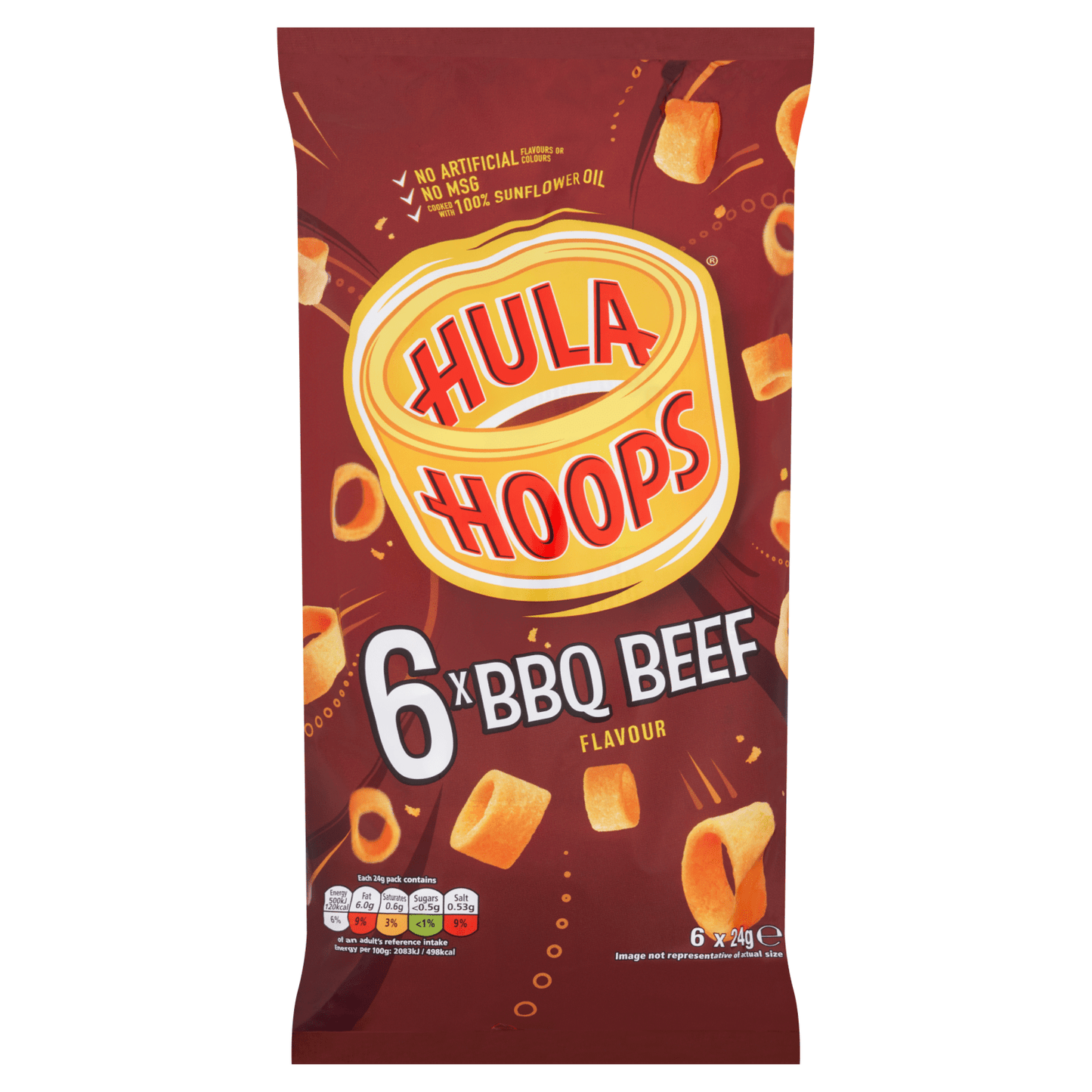 Hula Hoops BBQ Beef Flavour 6 x 24g - UK Food & Drink - 5000237117460