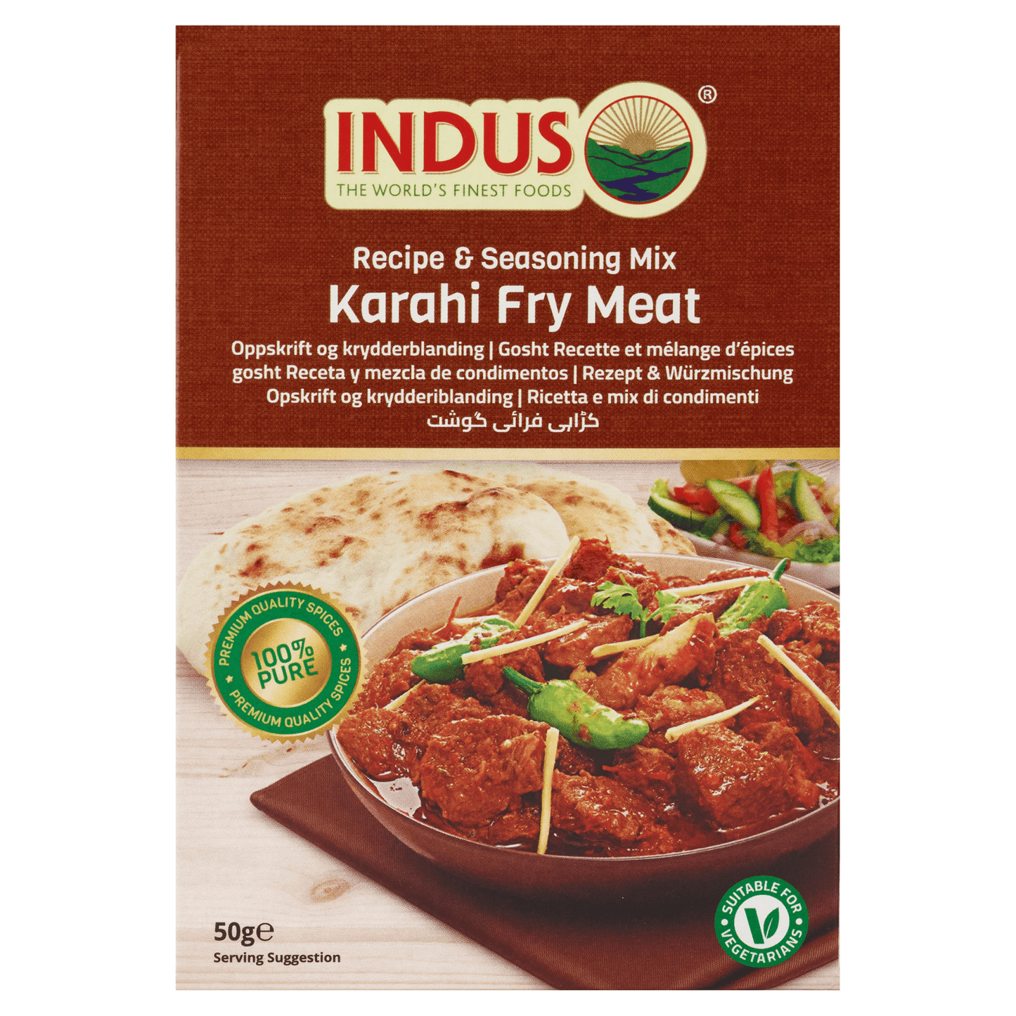 Indus Karahi Fry Meat Recipe & Seasoning Mix 50g - UK Food & Drink - 5060476794471