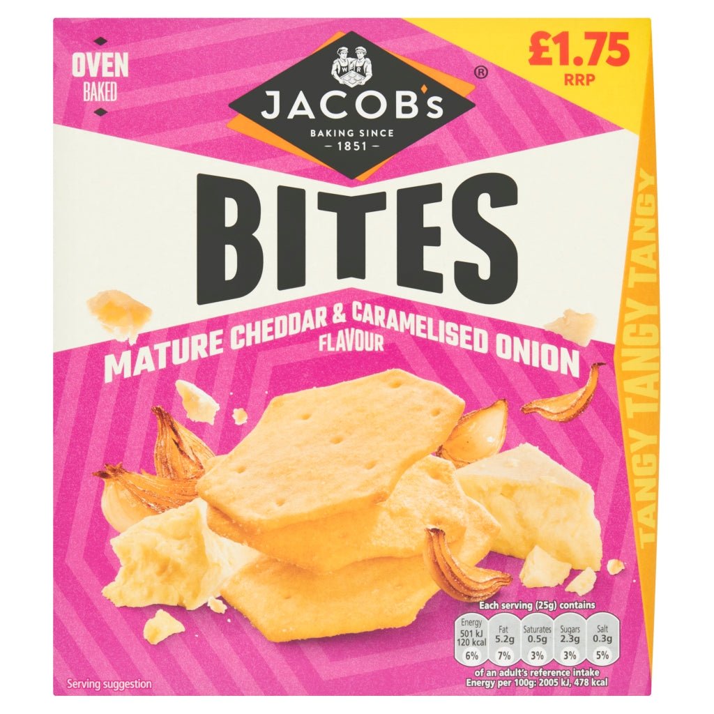 Jacobs Bites Mature Cheddar & Onion Pm 1.75 125G - UK Food & Drink - 5000168005539