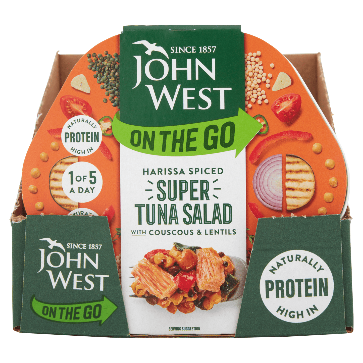 John West On the Go Harissa Spiced Super Tuna Salad 220g - UK Food & Drink - 5000171060051