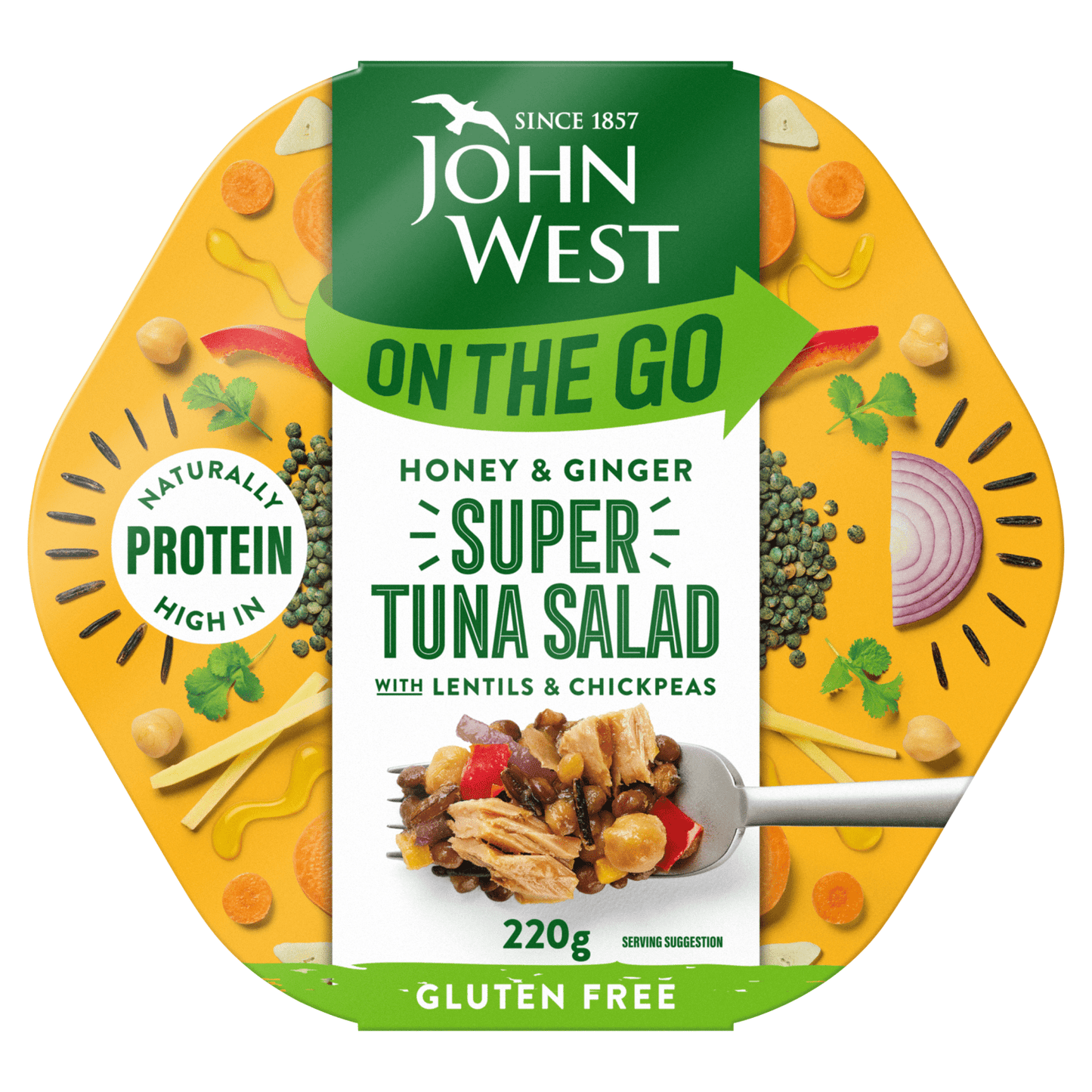 John West On the Go Honey & Ginger Super Tuna Salad 220g - UK Food & Drink - 5000171060075
