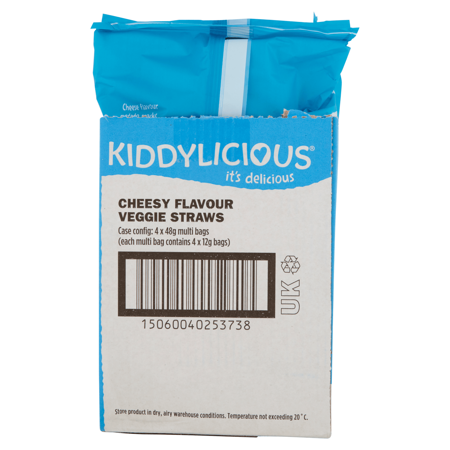 Kiddylicious Cheesy Flavour Veggie Straws 9+ Months 4 x 12g (48g) - UK Food & Drink - 5060040253731