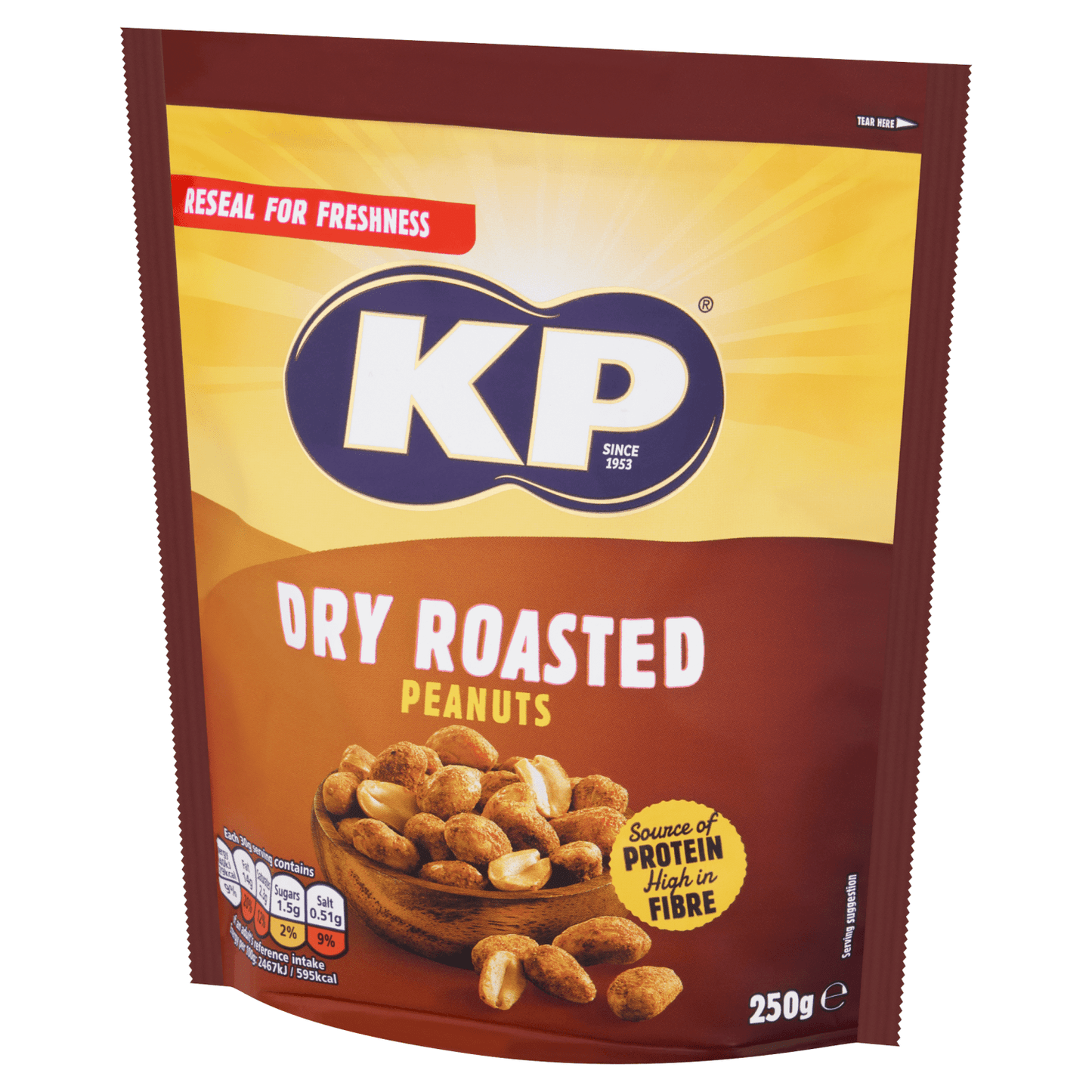 KP Dry Roasted Peanuts 250g - UK Food & Drink - 5000237127285