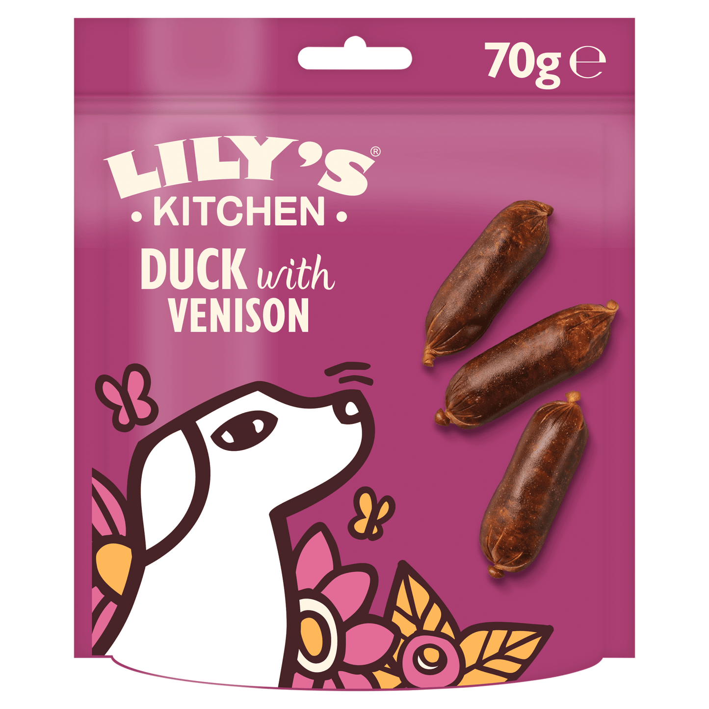 Lily's Kitchen Scrumptious Duck with Venison Sausages 70g - UK Food & Drink - 5060184249850