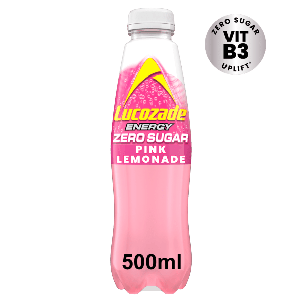 Lucozade Energy Zero Sugar Drink Pink Lemonade 500ml - UK Food & Drink - 5054267005051