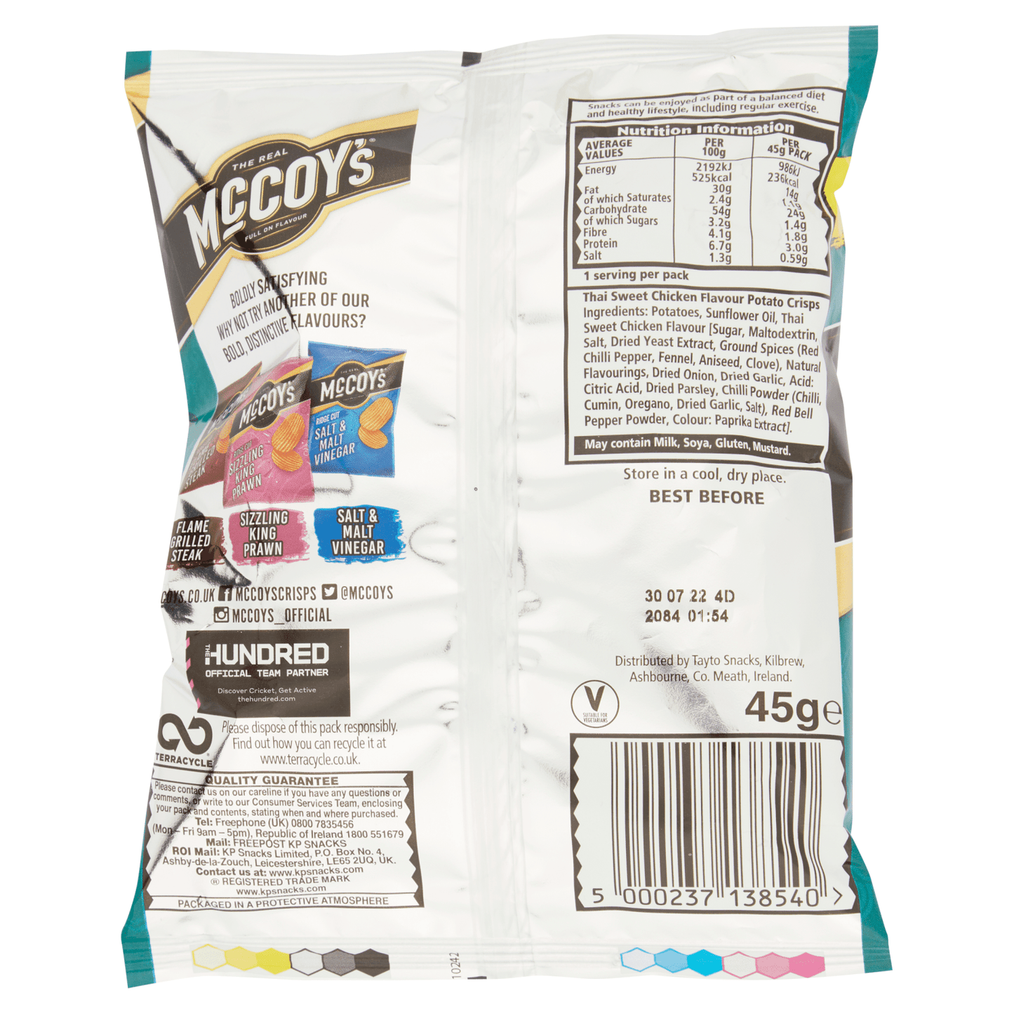 McCoy's Ridge Cut Thai Sweet Chicken Flavour Potato Crisps 45g - UK Food & Drink - 5000237138540