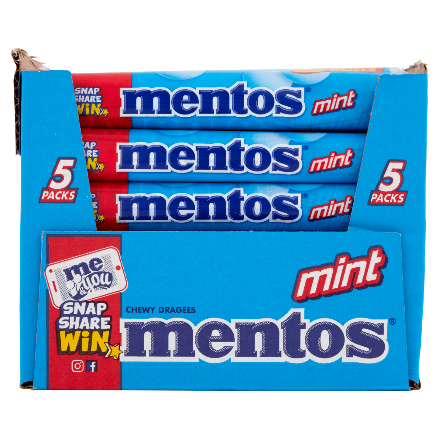 Mentos Chewy Dragees Mint Rolls 5 x 38g - UK Food & Drink - 8710800985286
