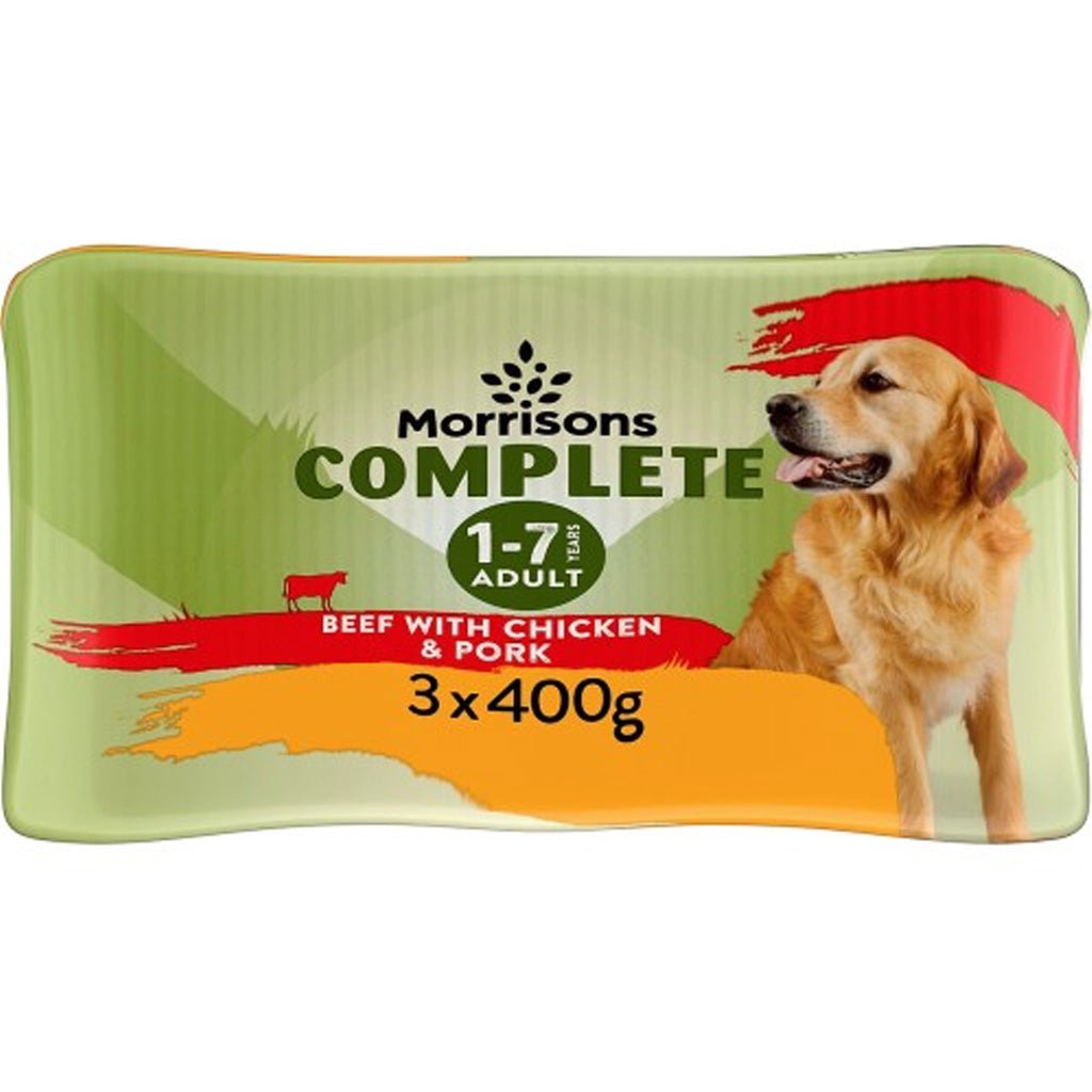 Morrisons Adult Dog Grain Pate 50% Beef With Chicken 3x400g - UK Food & Drink - 5010525226101