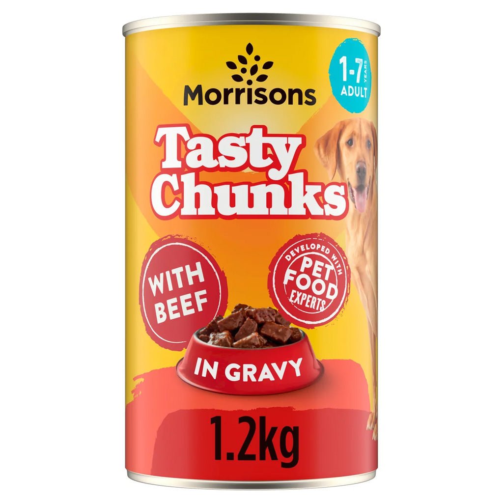Morrisons Dog Food Chunks In Gravy Beef 1.2kg - UK Food & Drink - 5010251665373