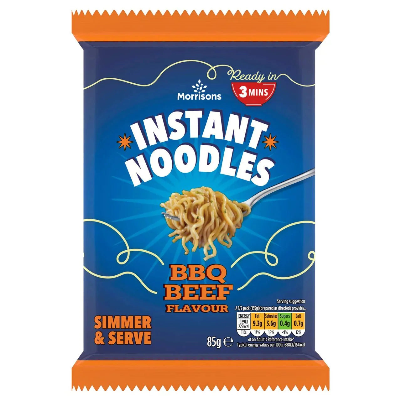 Morrisons Instant Barbecue Beef Flavour Noodles 85g - UK Food & Drink - 5010251618850