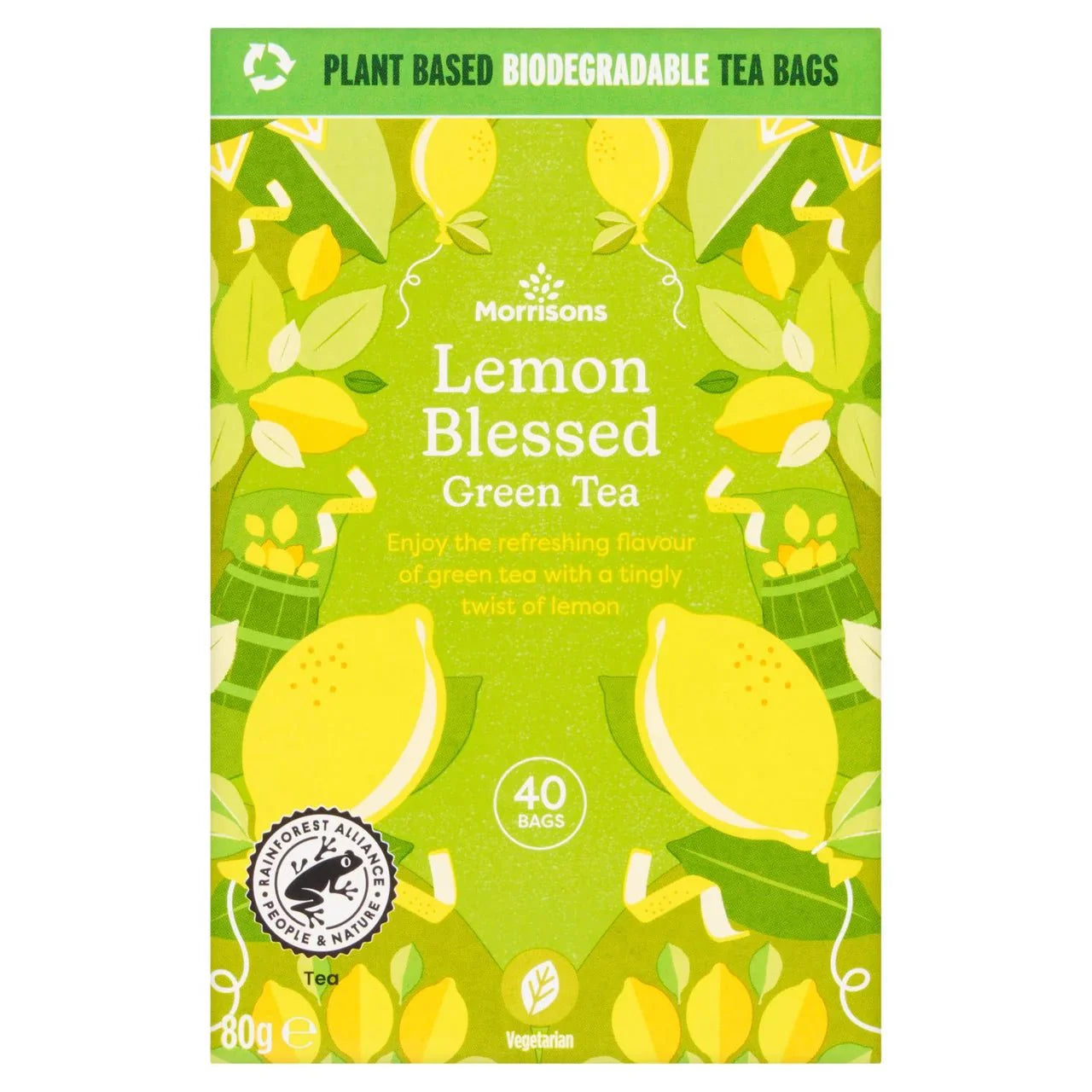 Morrisons Lemon Blessed Green Tea 40s 80g - UK Food & Drink - 5010251604556