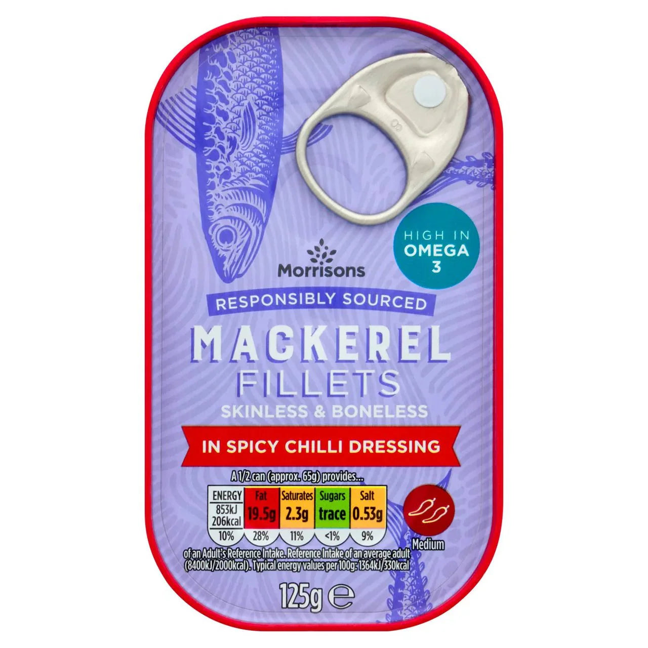 Morrisons Mackerel Fillets In Spicy Chilli Dressing 125g - UK Food & Drink - 5010251526346