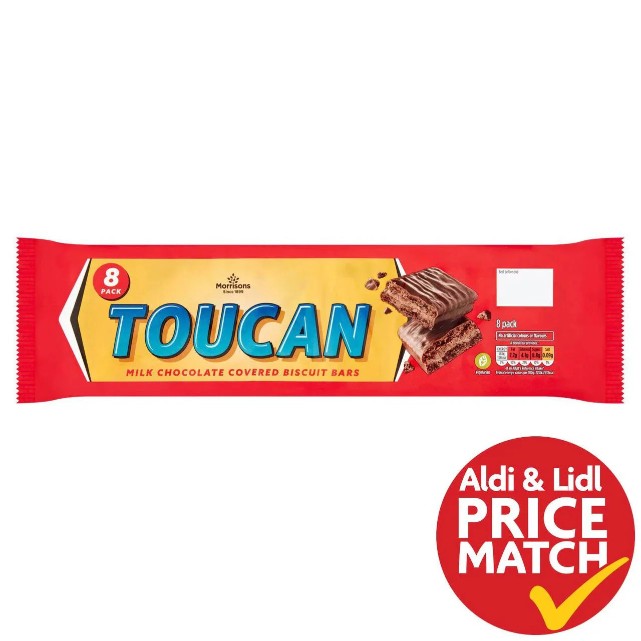 Morrisons Milk Chocolate Eskimo Bars 8 Pack / Morrisons Toucan Milk Chocolate Biscuit Bars 8 Pack - UK Food & Drink - 5010251567486