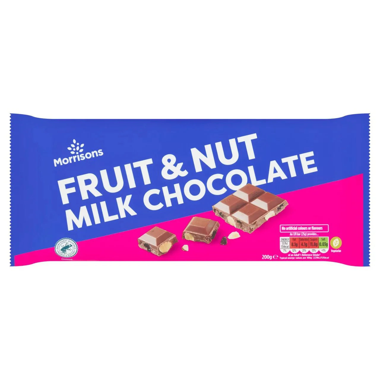 Morrisons Milk Chocolate Fruit & Nut 200g - UK Food & Drink - 5010525222202